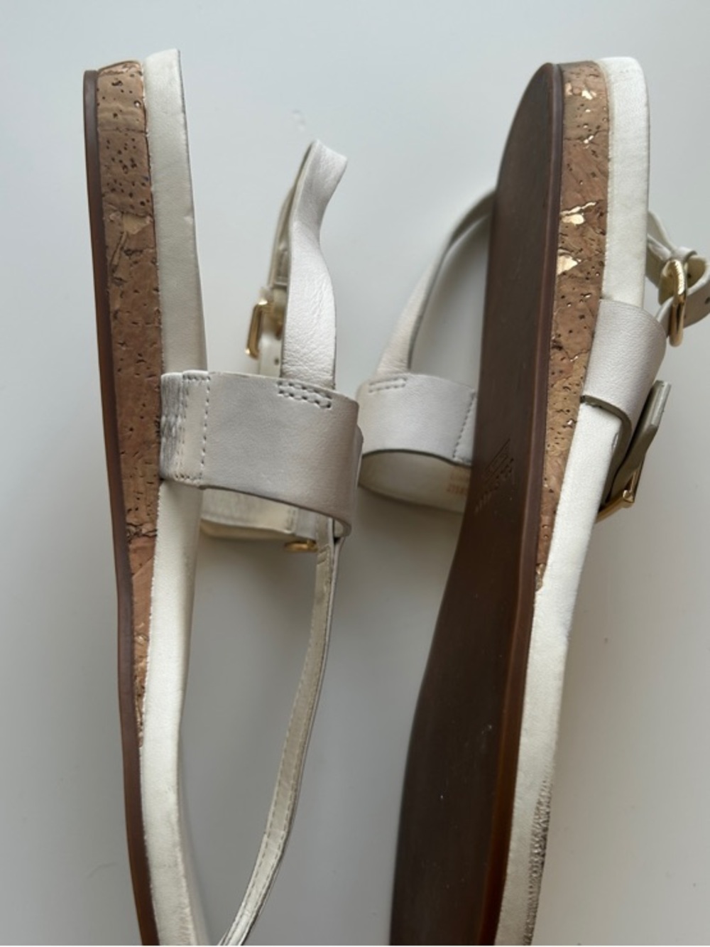 Cole Haan Francine Demi Wedge T-Strap Sandals with Gold Buckles 9B - Picture 12 of 12